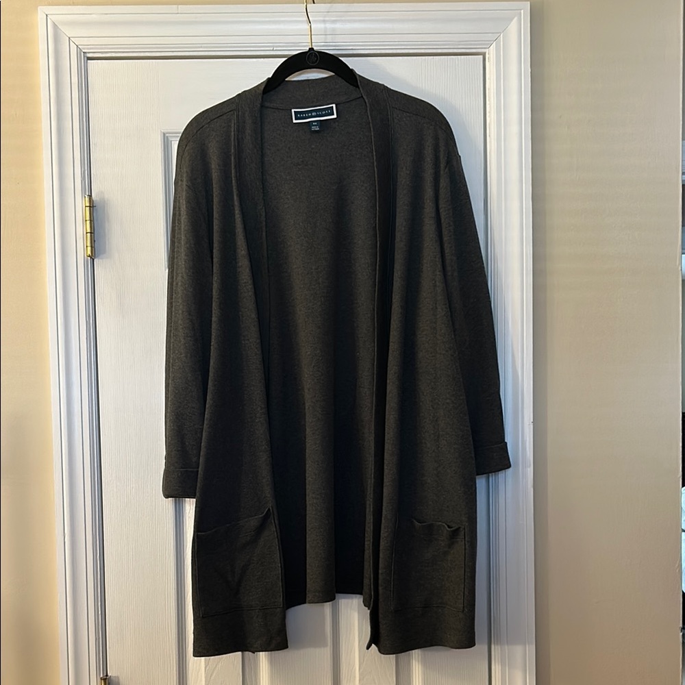 Karen Scott Gray Cardigan Sweater Size 3X